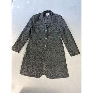 Charles Gray London for Savvy Womens Black Jacquard Long Designer Blazer Large